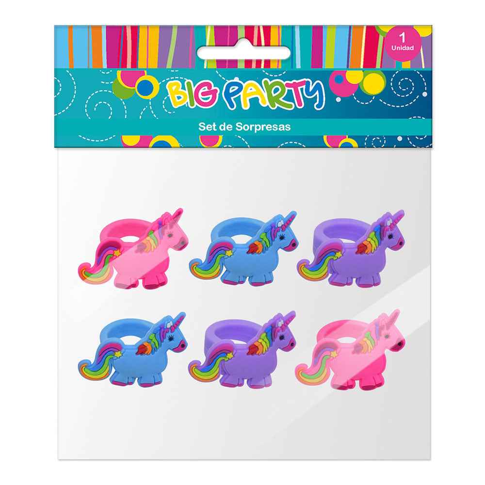 Set Sorpresas 6 Anillos Unicornios | Big Party